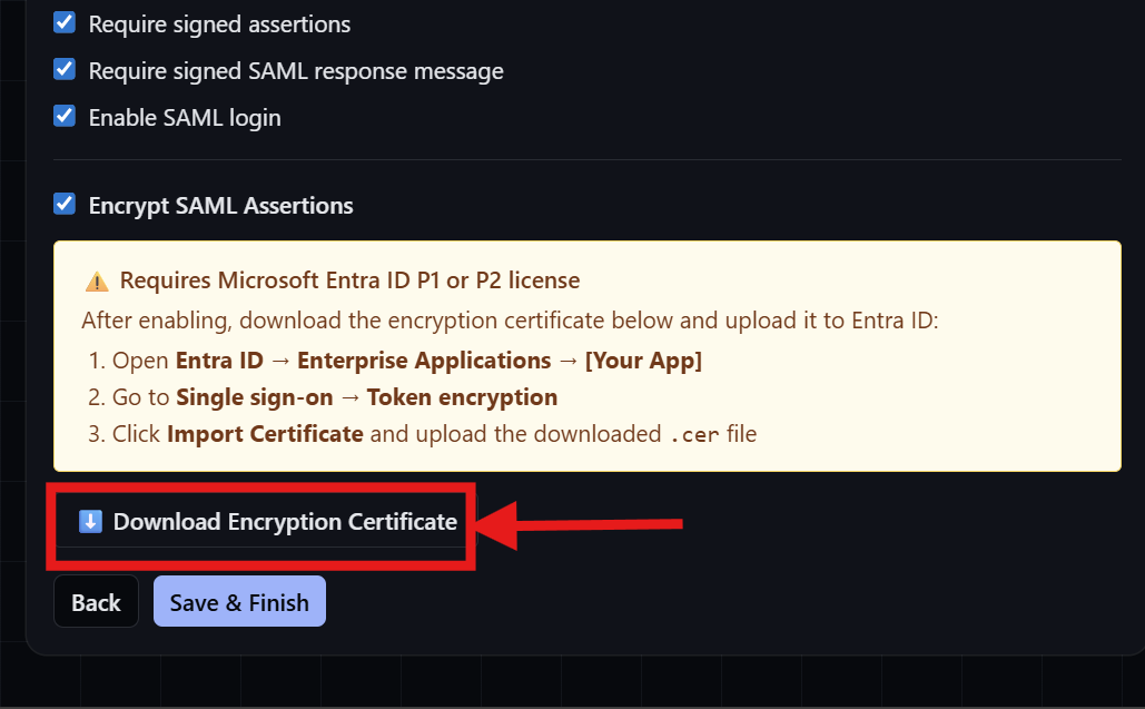 Downloading the Public Key from the SAML Wizard