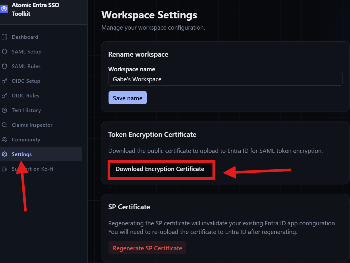 Downloading the Public Key from the SAML Wizard